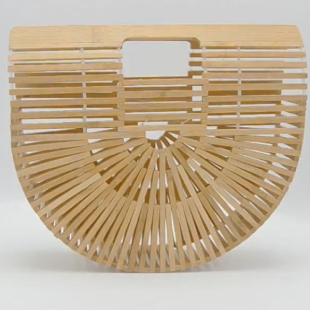 ๐HP๐ Vintage Bamboo Arc Rattan Boho Cult Gaia Inspired 12.5x10.5x4โ purse bag - Picture 5 of 8